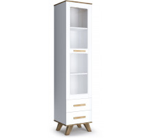 Шкаф-витрина 450 Вега Скандинавия (глянец, белый + дуб каньон)